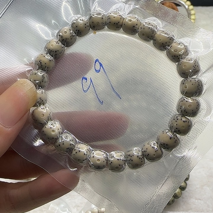 星月菩提手串原生态石玉料同枝果单圈