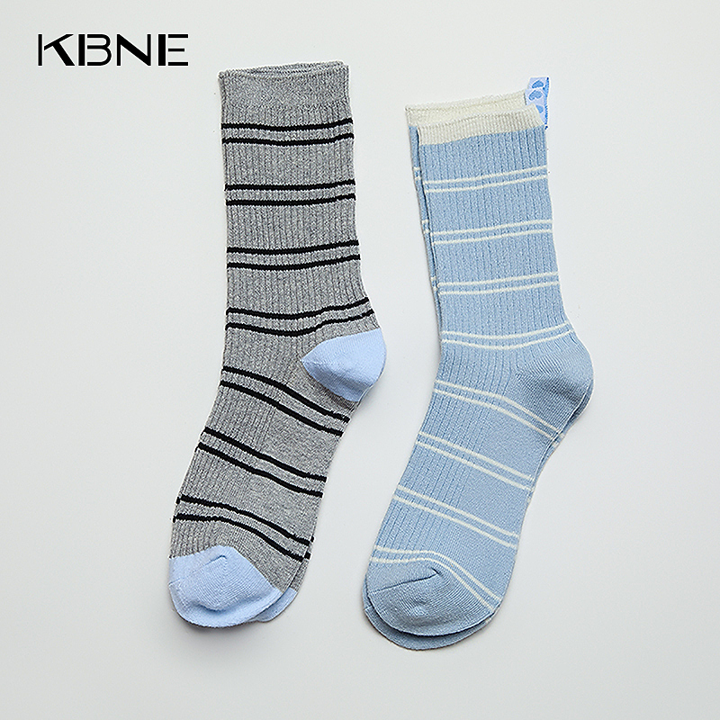 KBNE2025秋冬新款中筒袜简约清新撞色条纹袜子DPS67508102