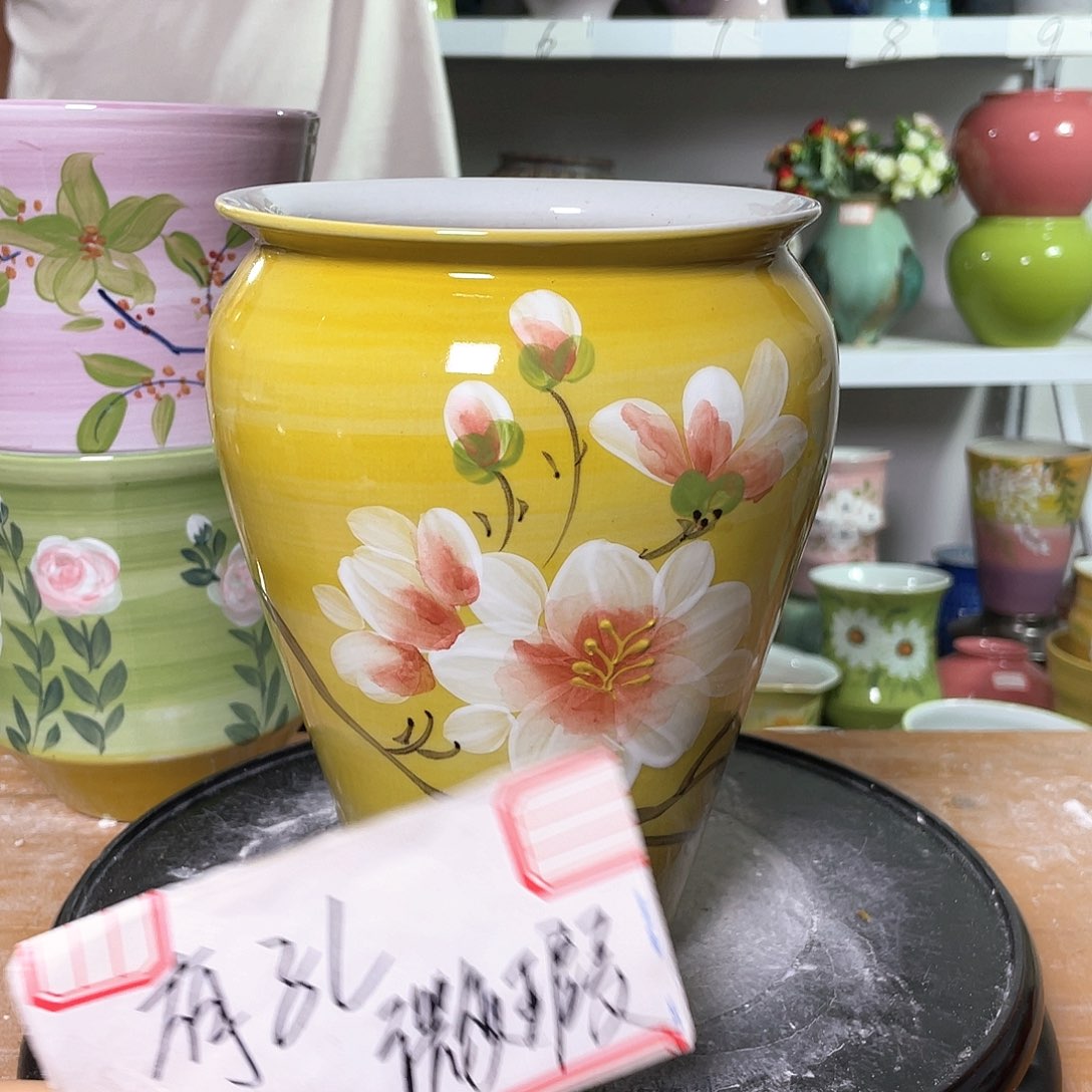 景德镇陶瓷花盆微瑕口12高22