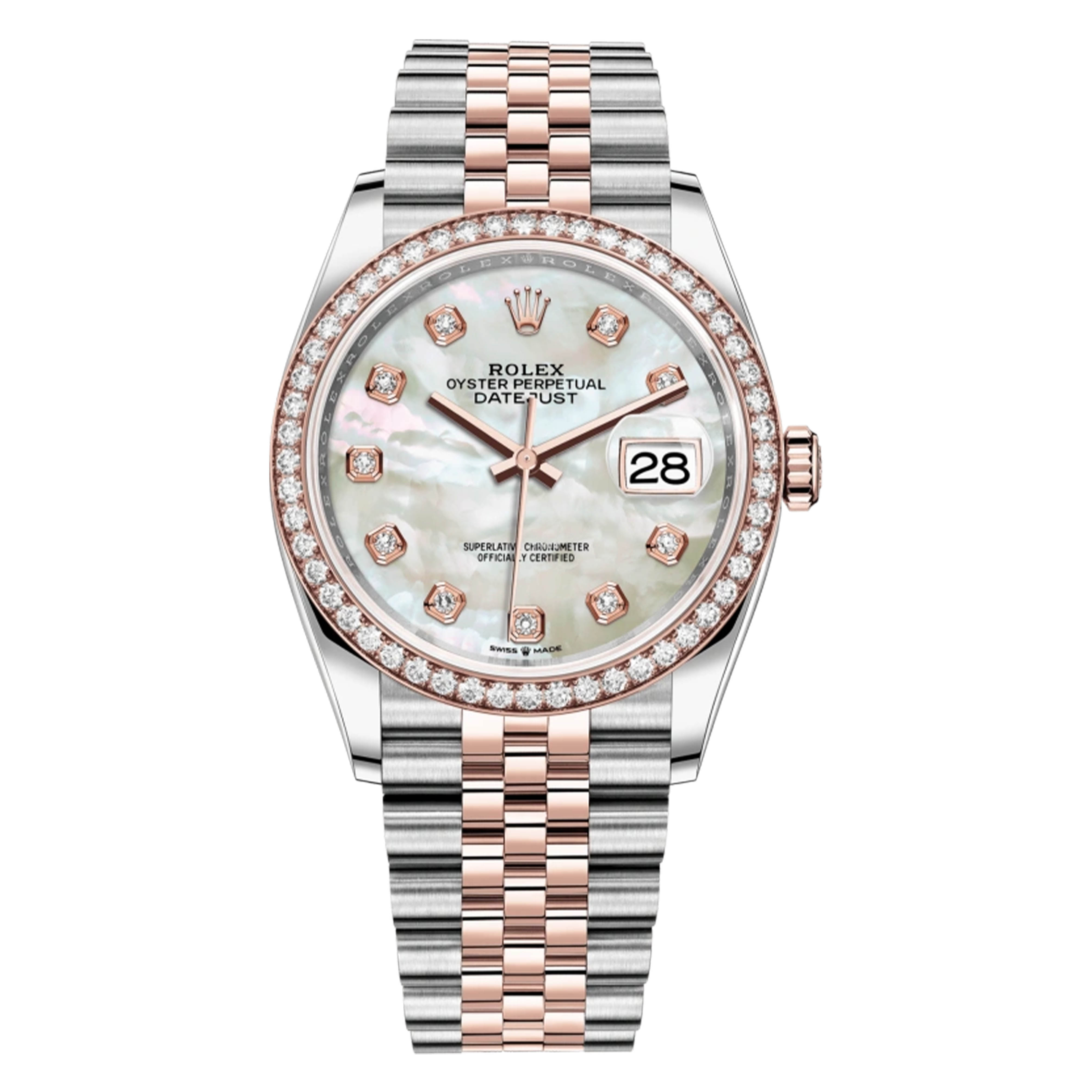 99新 Rolex/劳力士 /126281间玫瑰金钻圈贝母钻刻/36mm