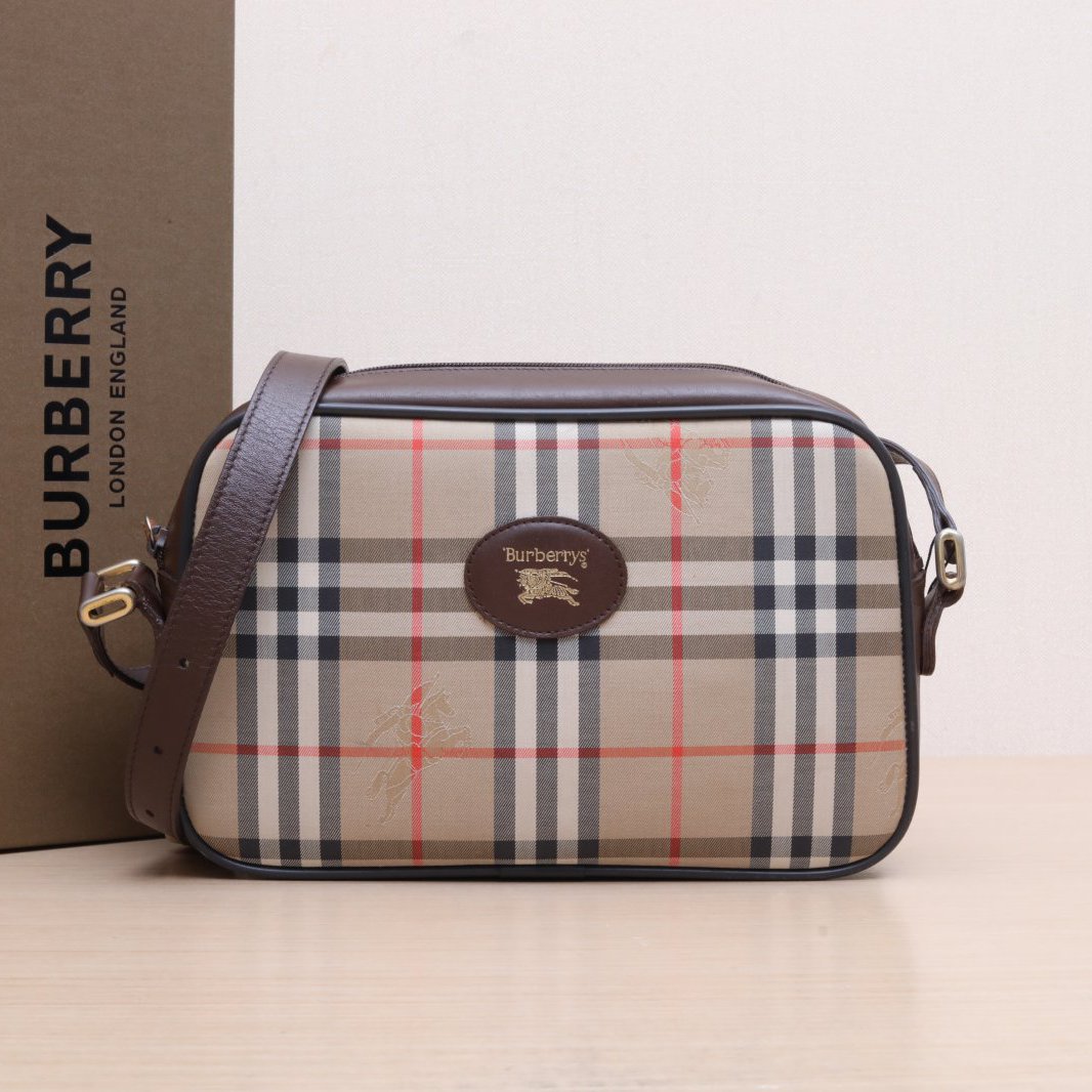 95新 BURBERRY/博柏利 斜挎包 皮革C 帆布中古 相机包 P205538864