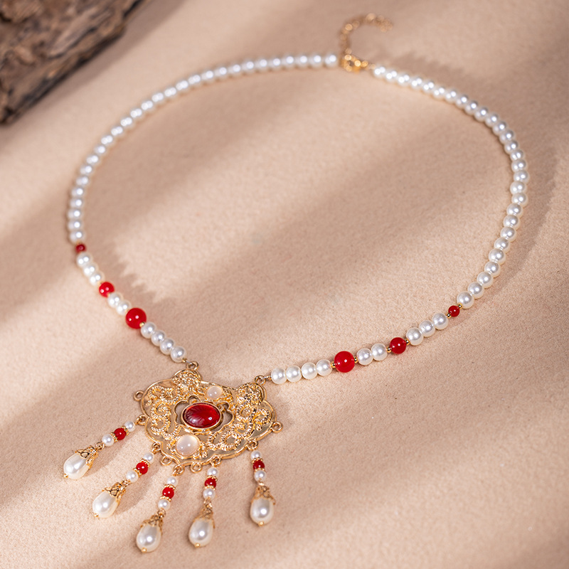 古风平安锁璎珞汉服配饰红色新中式国风明制软璎珞