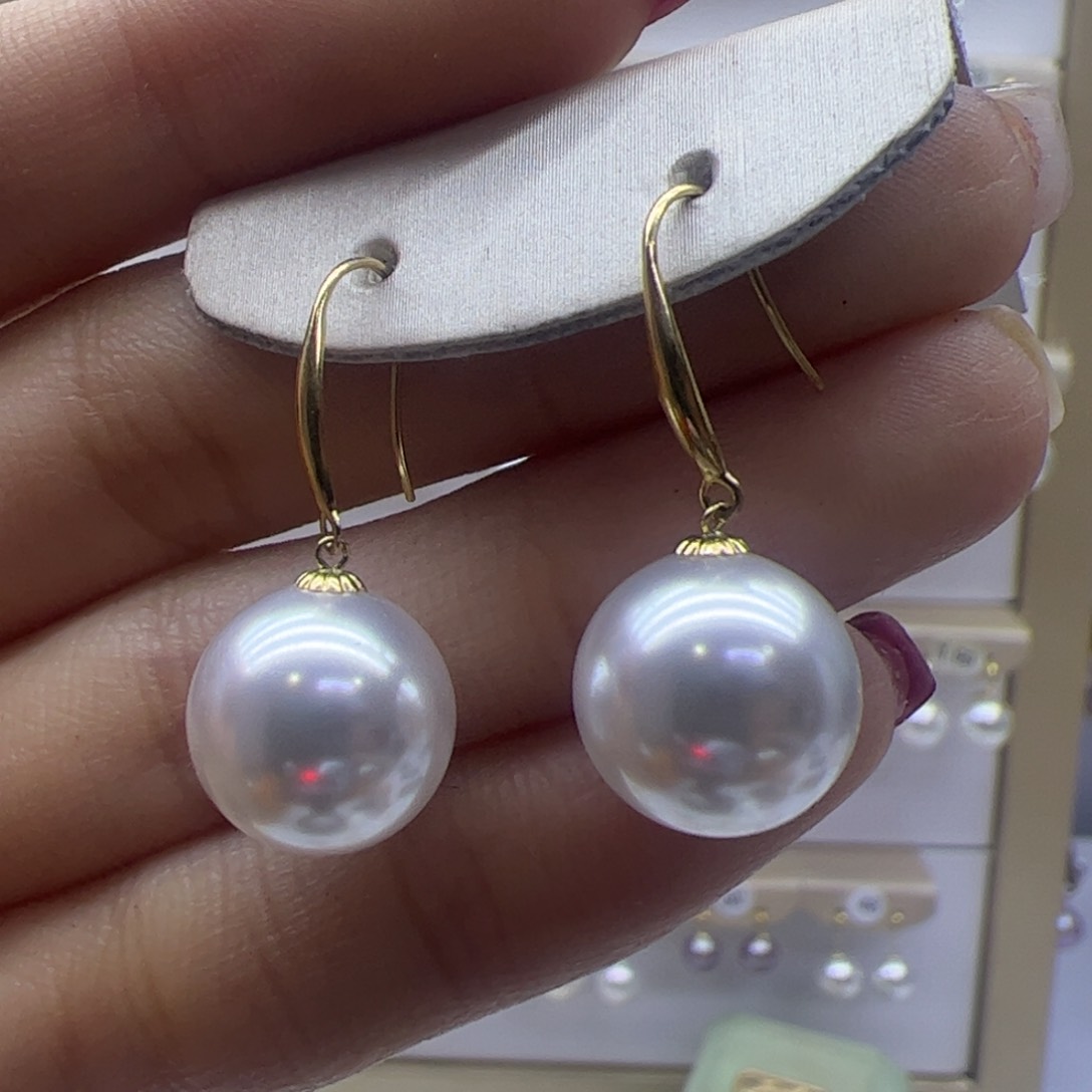 淡水珍珠耳饰18K金镶嵌