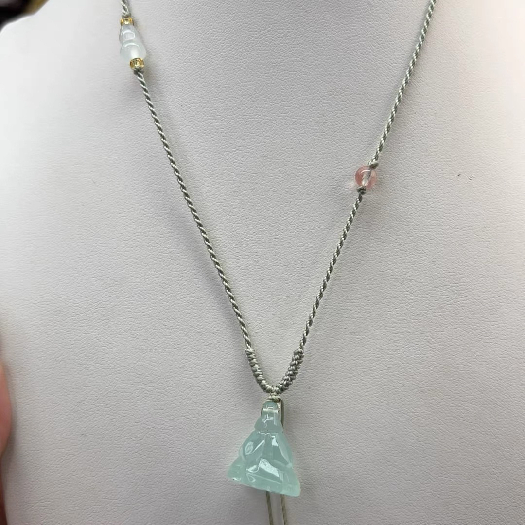 岫玉天青冻莲藕吊坠莲蓬岫岩玉