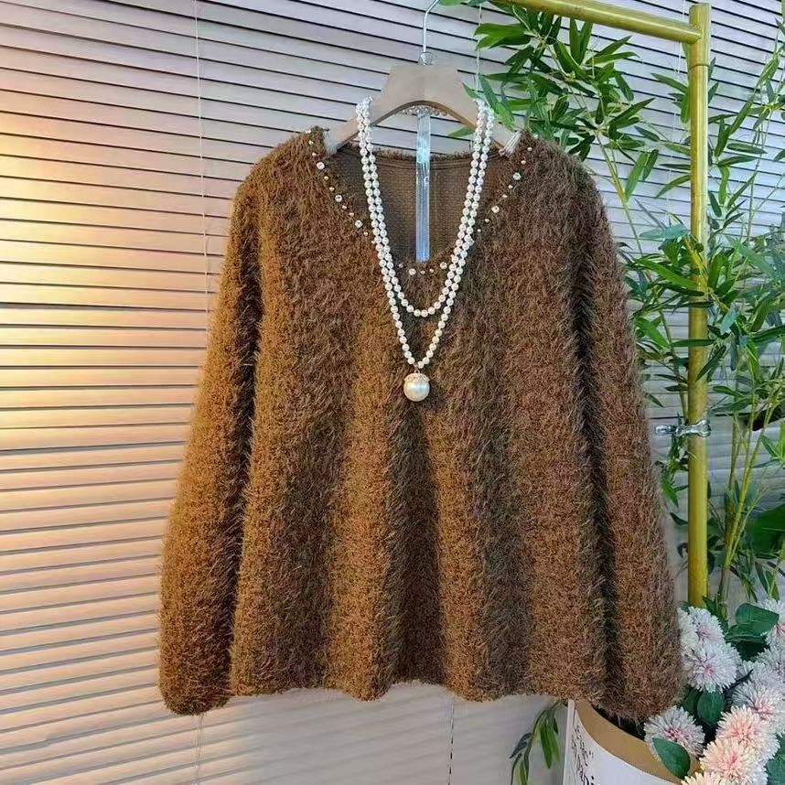 2025冬季时尚韩版加厚毛衫胖妹妹宽松遮肉打底衫减龄洋气上衣百搭