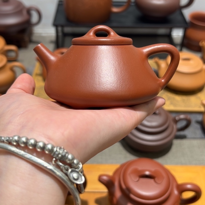 雾***蒙茶壶紫砂宜兴紫砂壶朱泥石瓢