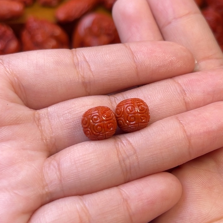 假***如南红玛瑙未镶嵌川料瓦西10mm尺寸回纹