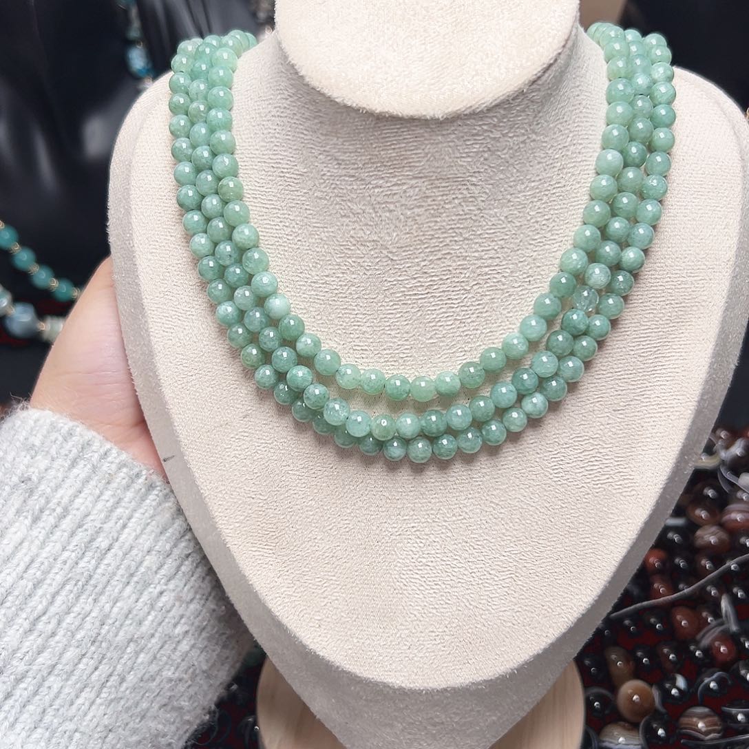 玛瑙/玉髓未镶嵌珠宝半成品r424 6.4m 翡翠玉一条