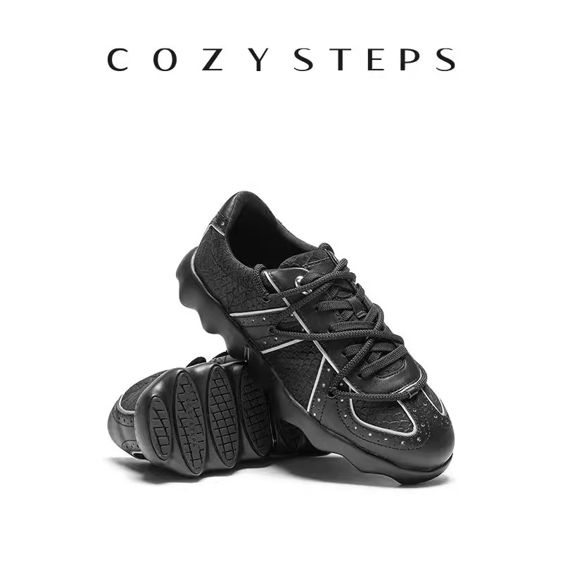 COZYSTEPS可至25春季新款男女黑色情侣休闲鞋法棍德训鞋5194&5195