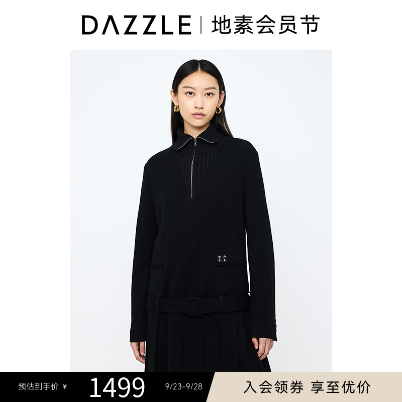 DAZZLE地素 连衣裙冬季假两件百褶连衣裙2I4O602