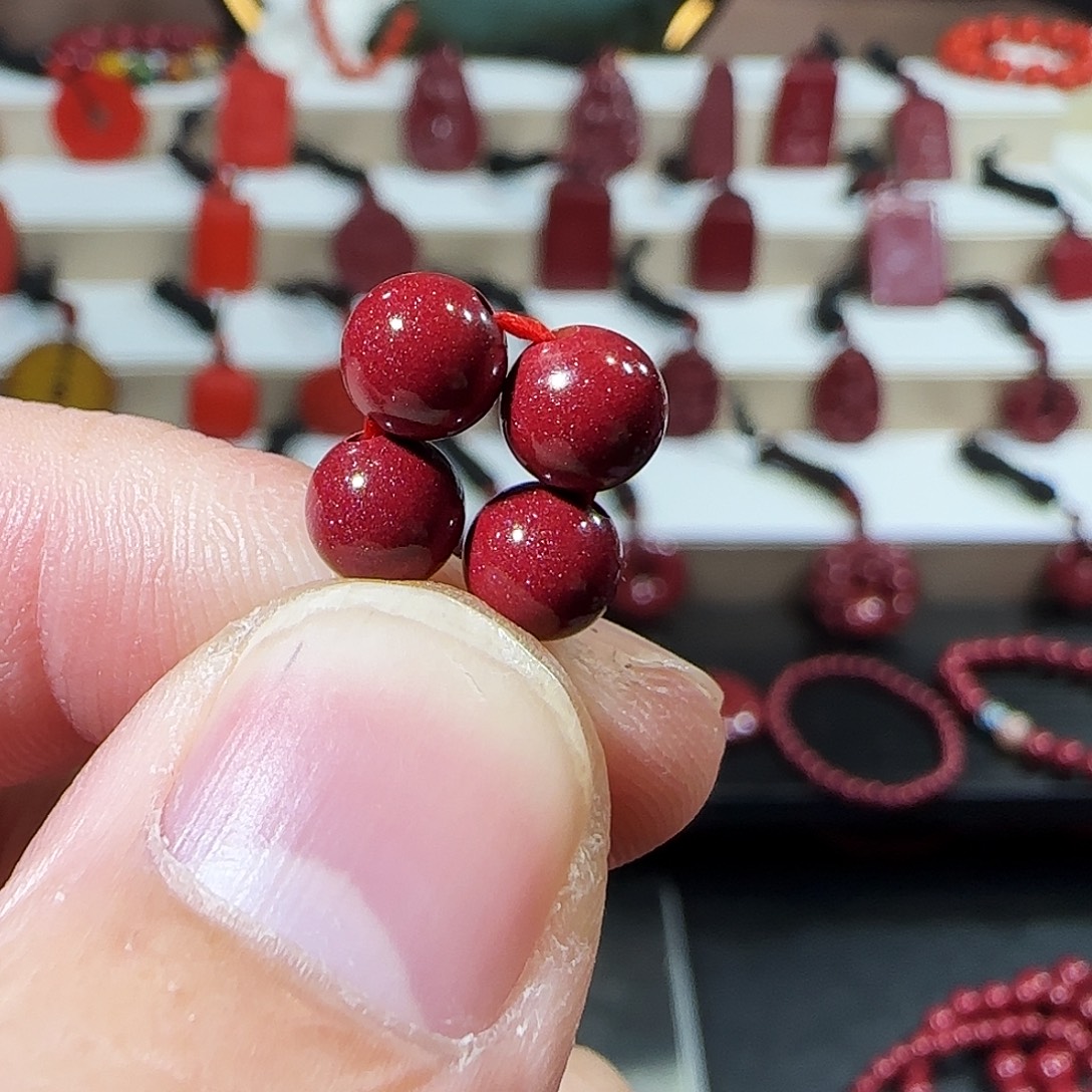 瑕***姐天然辰砂4颗6mm珠子紫金砂