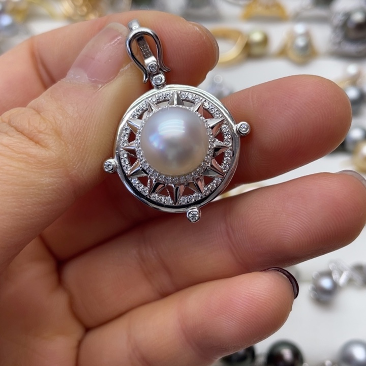 海水珍珠吊坠(不含链)银S925镶嵌