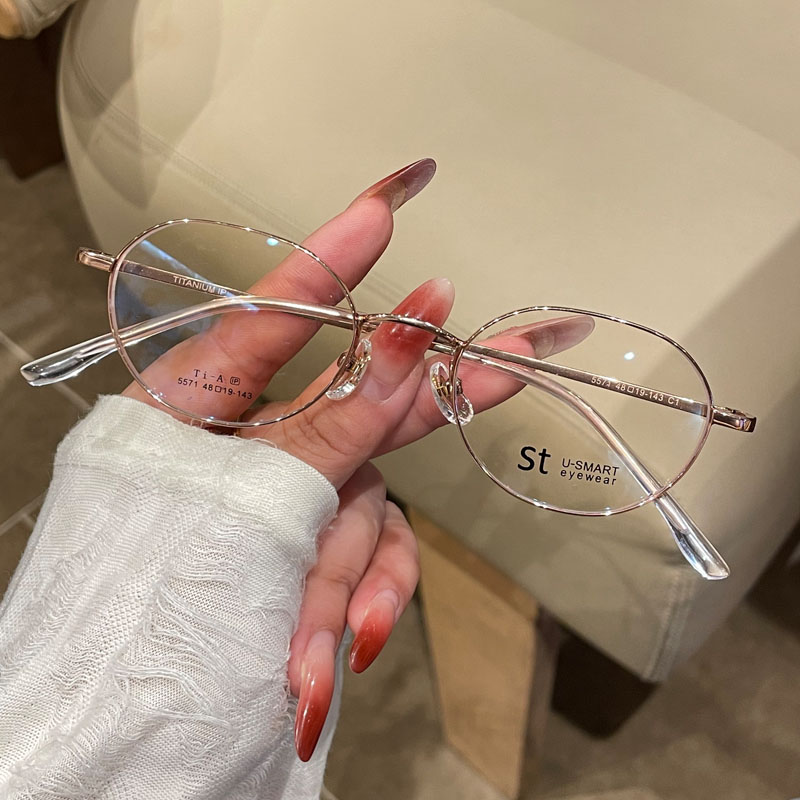 高智感书呆子纯钛近视眼镜女可配度数超轻仅9g圆框素颜防蓝光