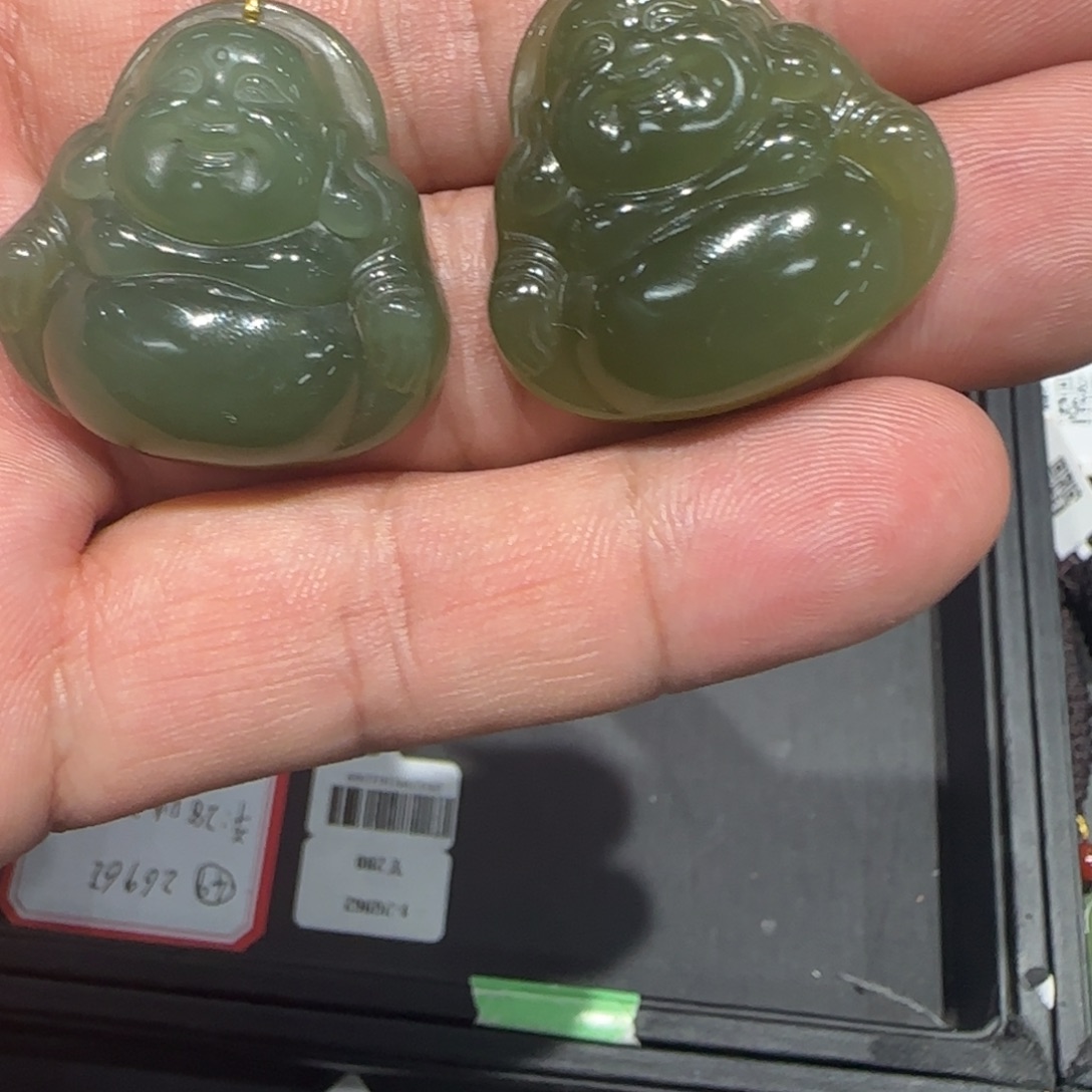 和田玉（青白玉）18K金镶嵌颈饰