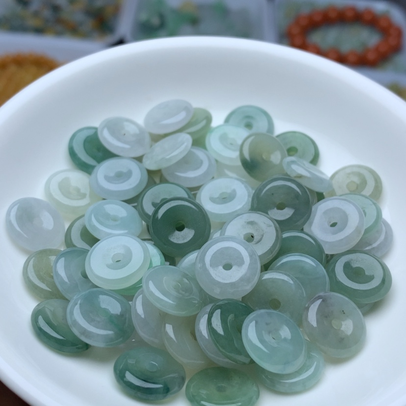 【闪购商品】翡翠手链未镶嵌卡12冰胶平安扣10颗