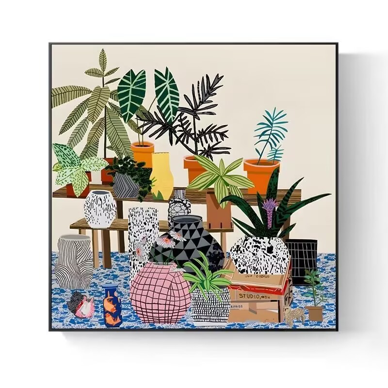 北欧抽象入户玄关装饰画楼梯间挂画高级客厅沙发背景墙落地画M04