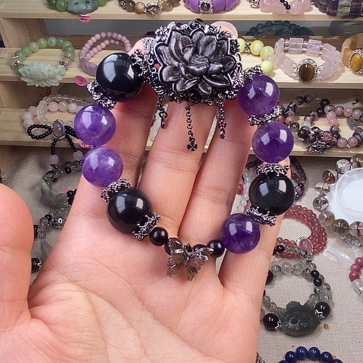 紫晶车挂银S925镶嵌14毫米紫水晶