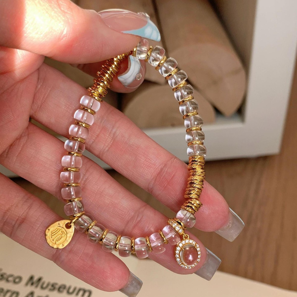 铜合金手链 事事顺意甜酷风盘缠手饰气质编织弹力绳单圈时尚轻奢