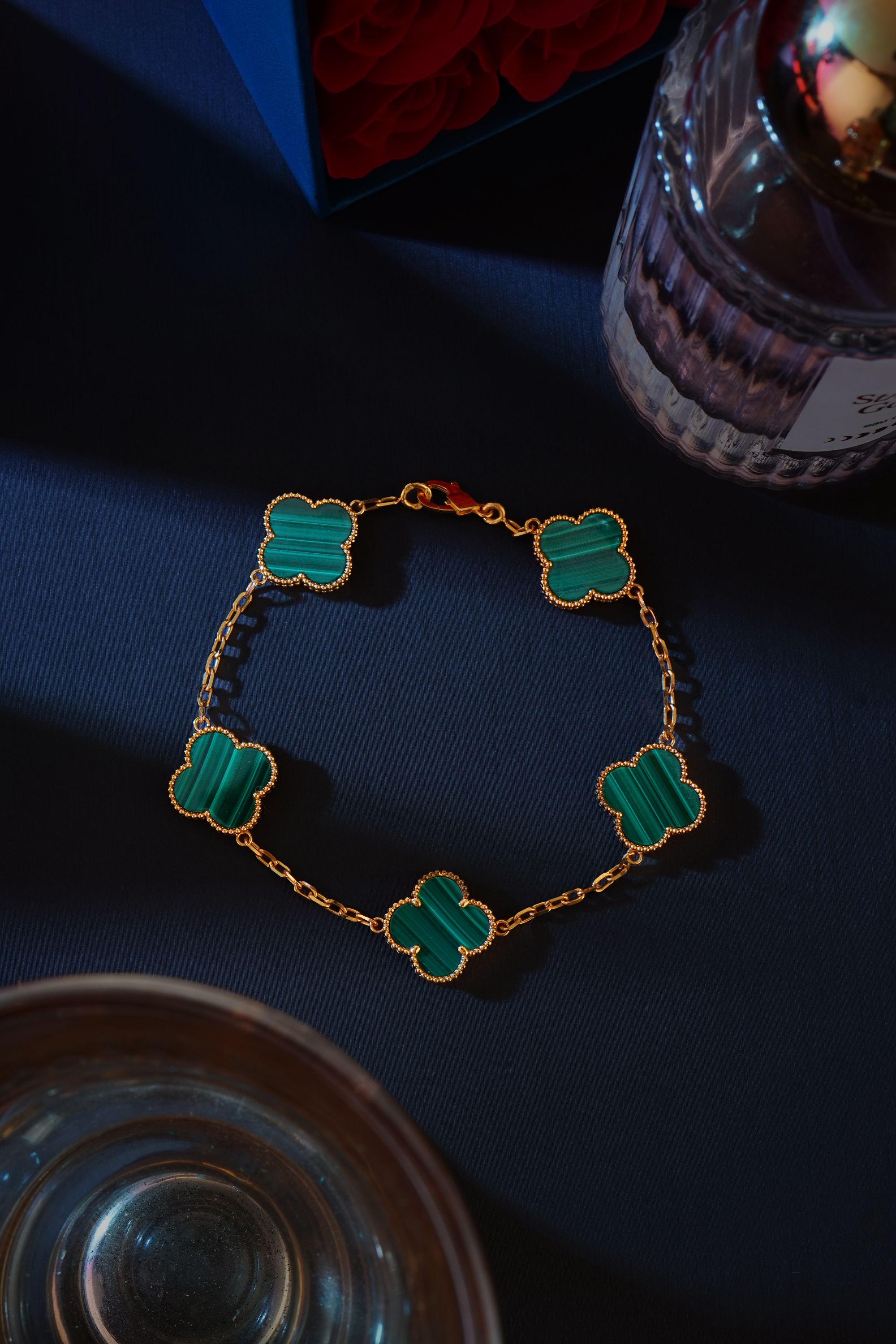 18K金孔雀石五花重金手链 多样性发一件 女士气质