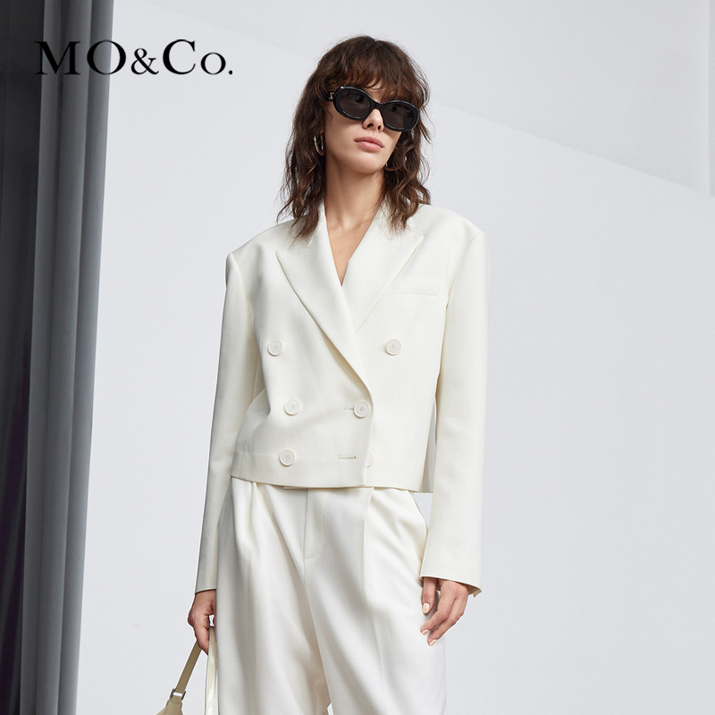 【千颂妮专享】MOCO秋四色戗驳领短款西装外套MBB3BLA002