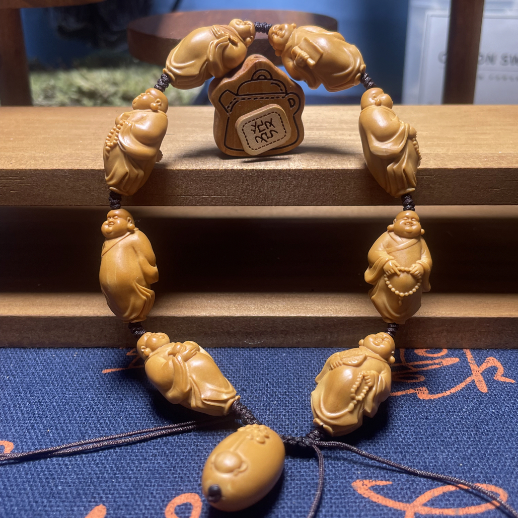 精品柳叶核小尺寸细长弥勒颗颗不一样男女手串