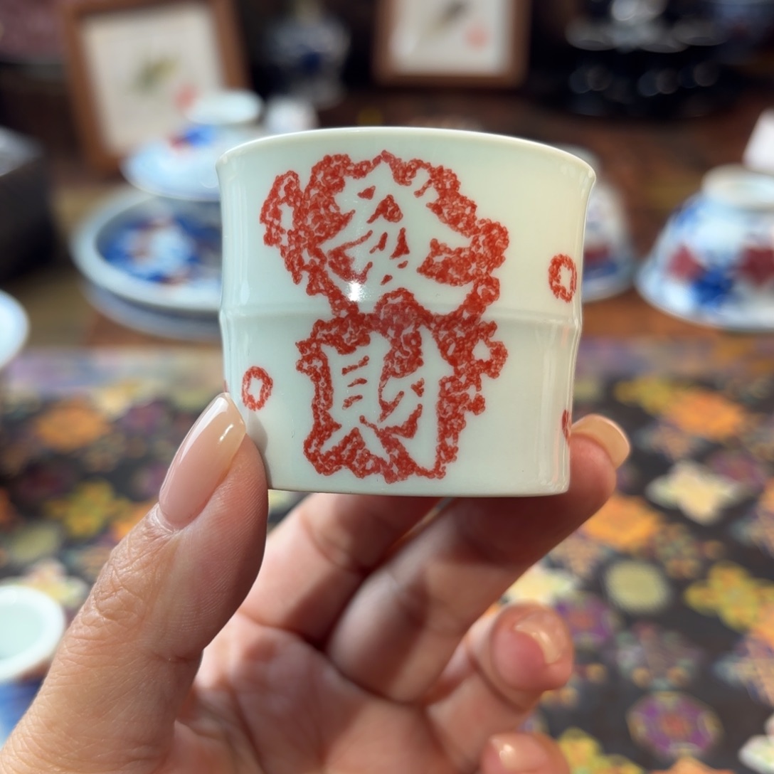 瓷年末清仓青花手绘杯杯