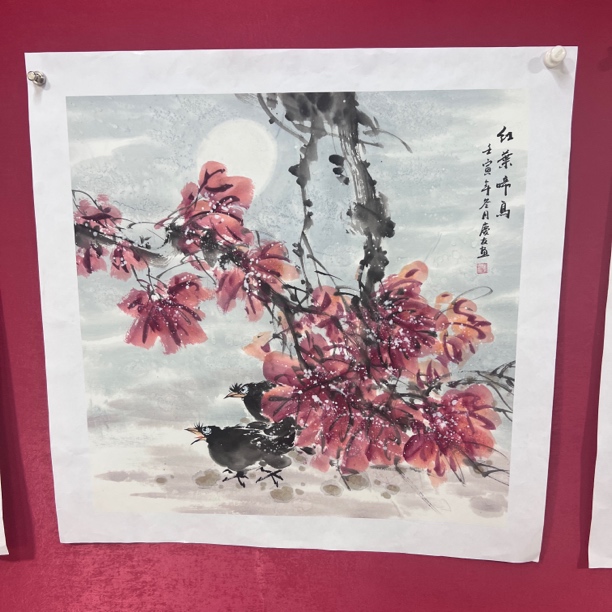 李老师斗方花鸟绘画