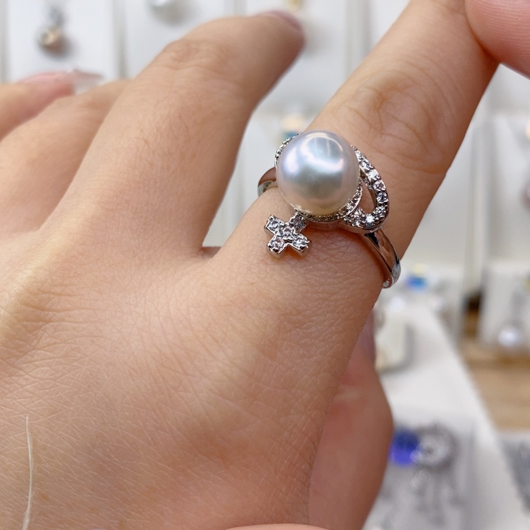 淡水珍珠戒指合金