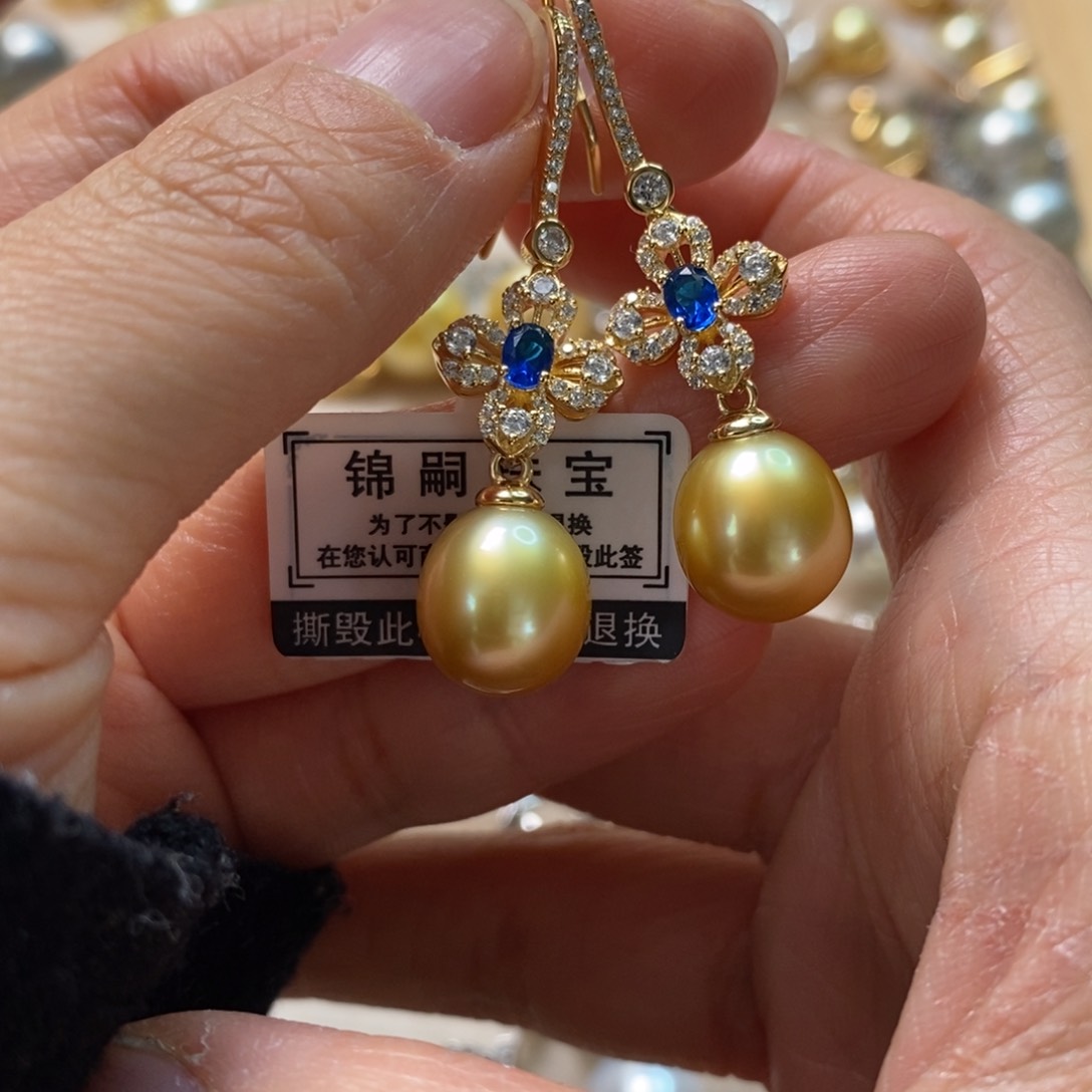 海水珍珠耳饰银S925镶嵌