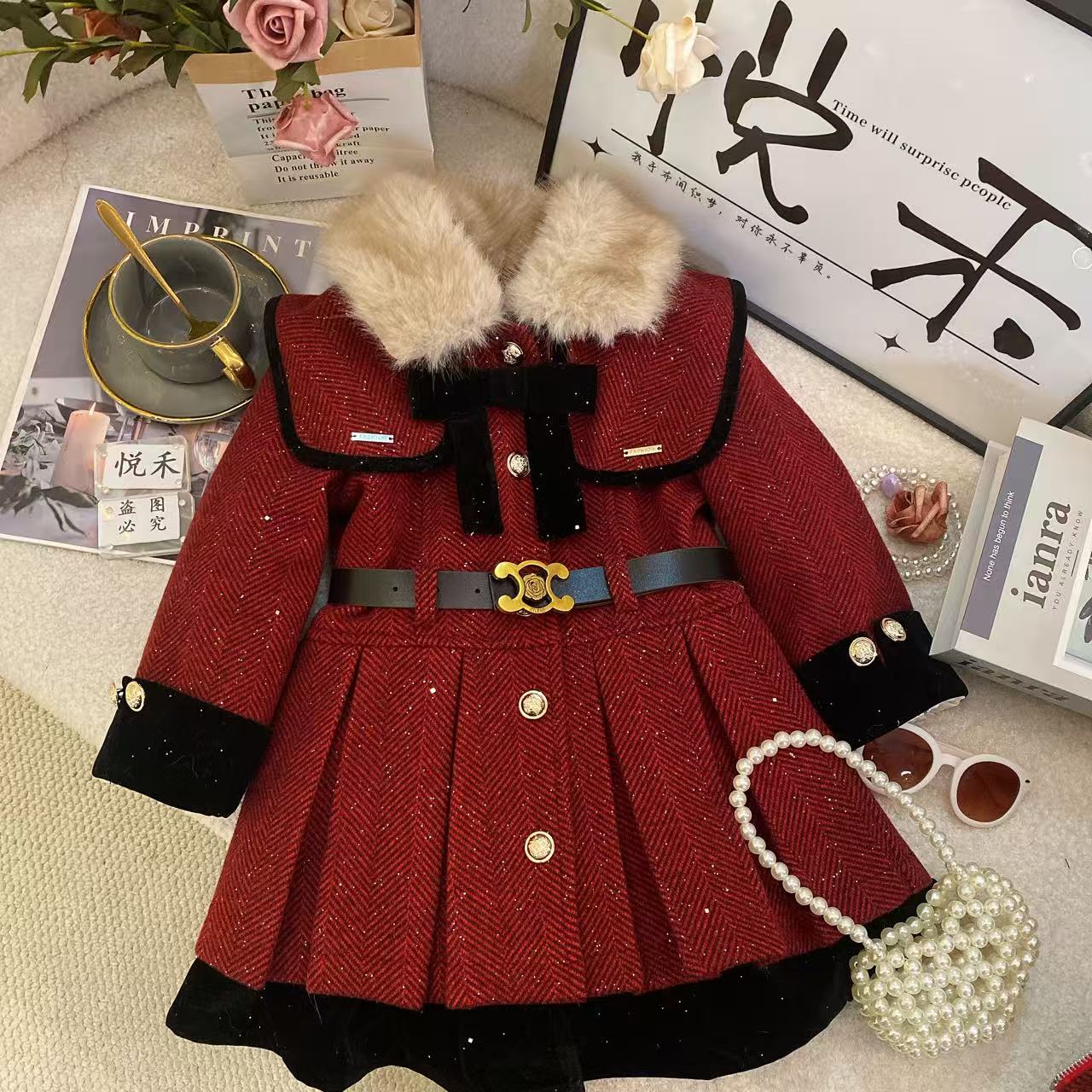 T2【悦禾】女童新款连衣裙秋冬韩版百搭洋气加厚套装60160