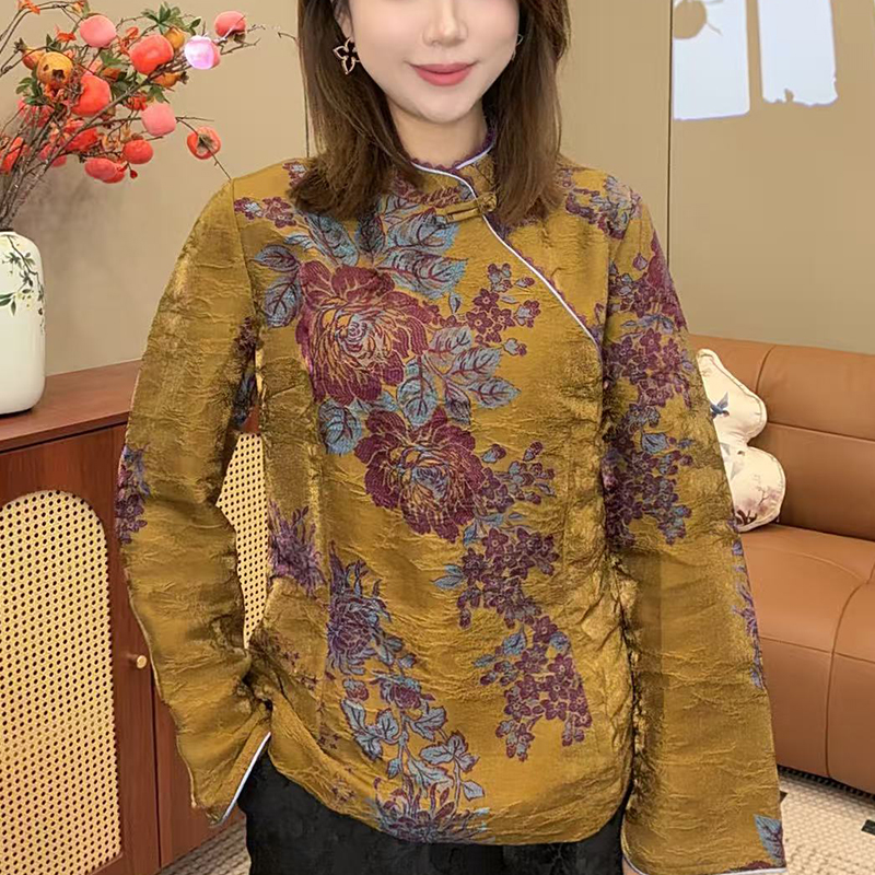 【锦轩阁】新中式国风女装长袖秋季新款时尚立领休闲百搭上衣1007