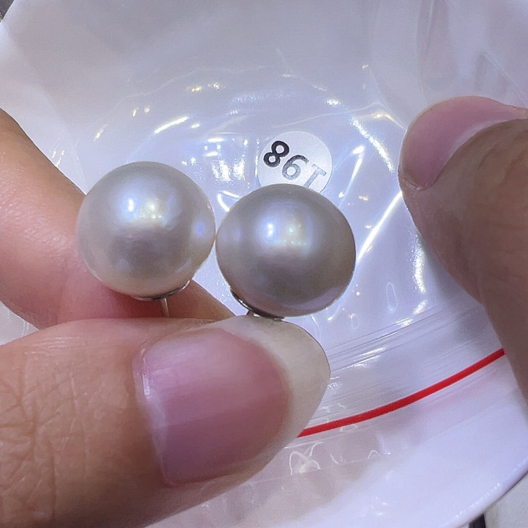 银S925镶嵌淡水珍珠耳饰