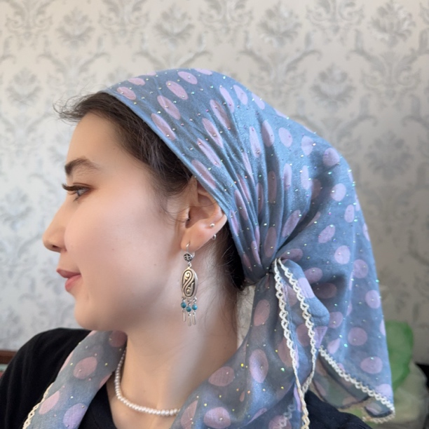 咖色、花纹、棉质头巾