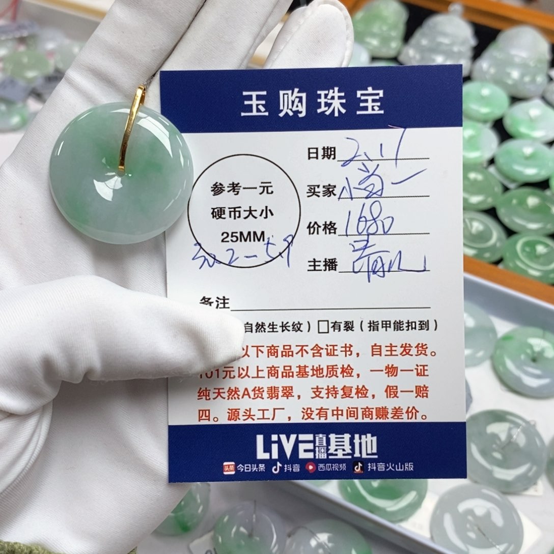 翡翠颈饰18K金镶嵌小*家平安扣