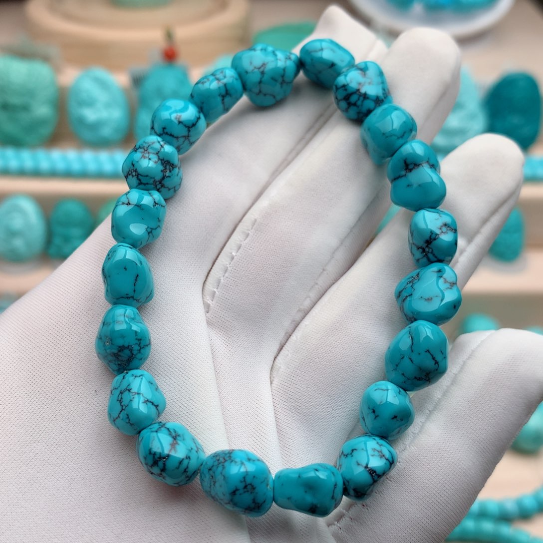 绿松石珠宝奇石未镶嵌8.5mm