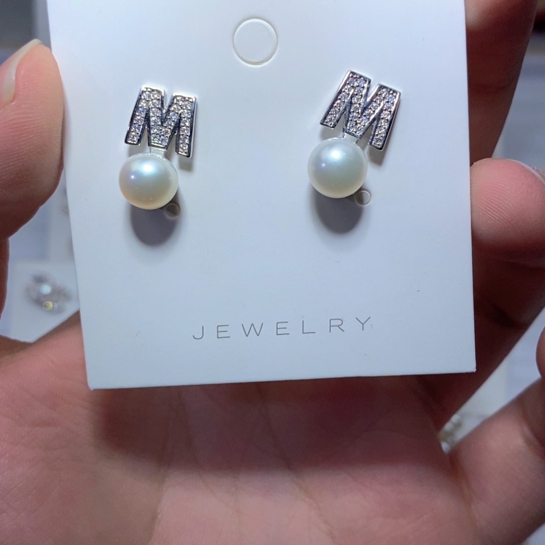 淡水珍珠耳饰银S925镶嵌