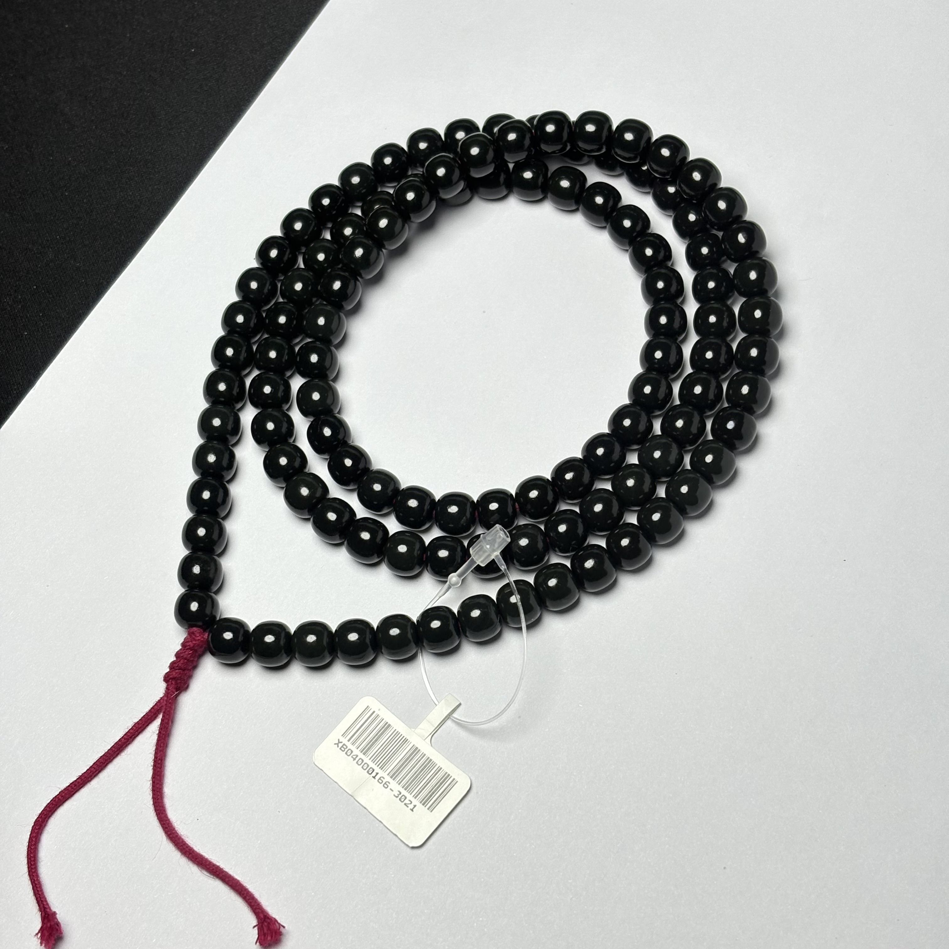 【吉玉0166-3021】和田玉黑青老型108  7x8mm