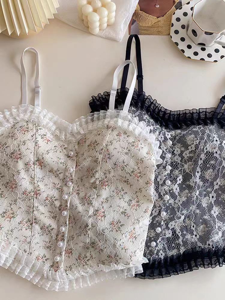 夏季辣妹吊带甜美设计感小香风短款美背