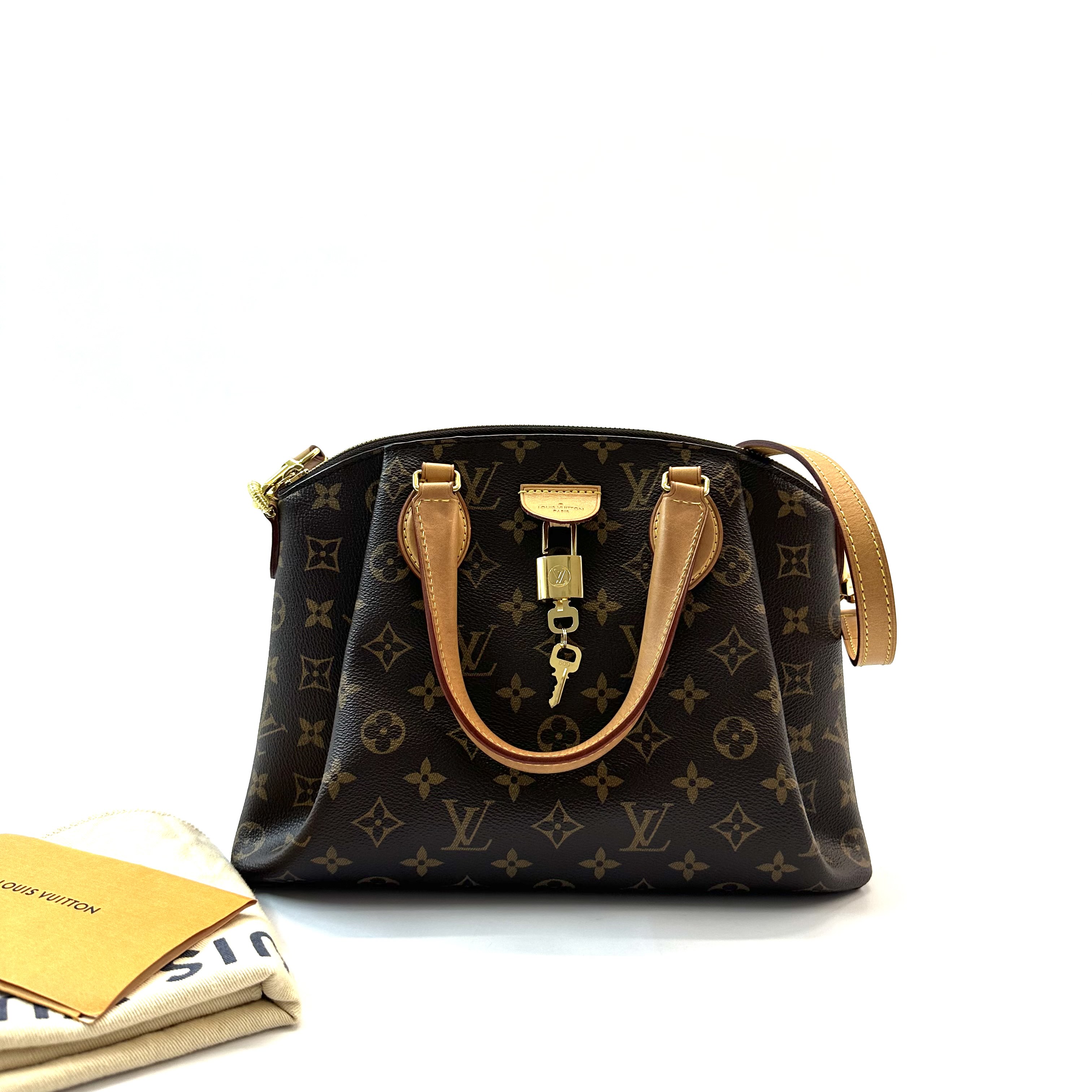 95新 LouisVuitton/路易威登 98新 Rivoli MM老花饺子包/手提包