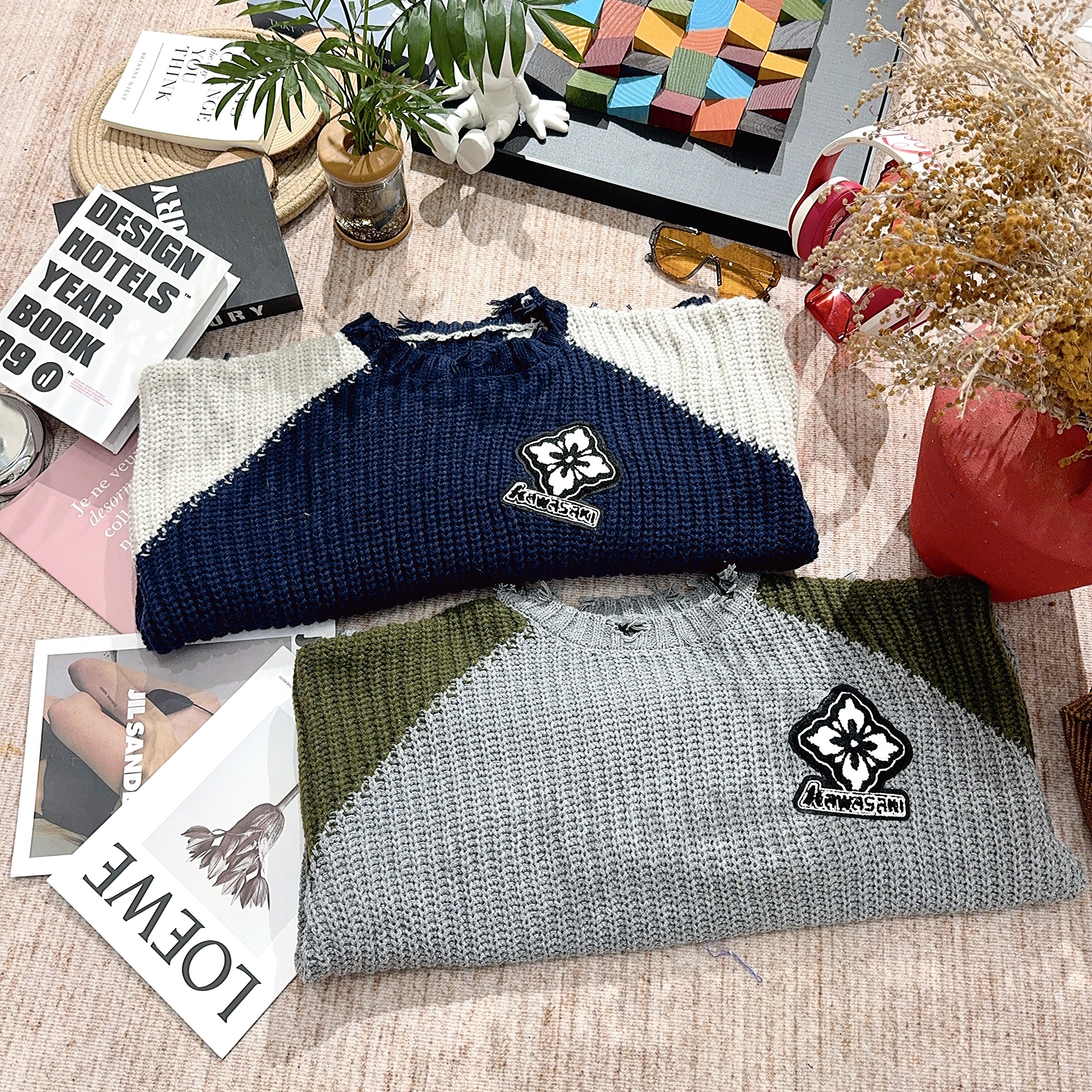 2025秋季新款保暖休闲拼色针织长袖毛衣4980