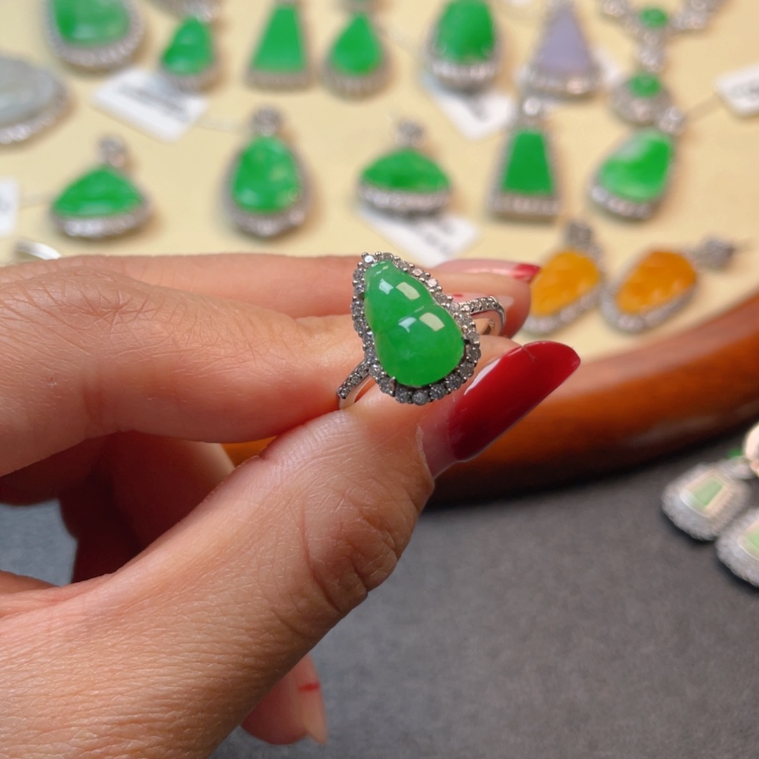 翡翠吊坠(不含链)银S925镶嵌戒指