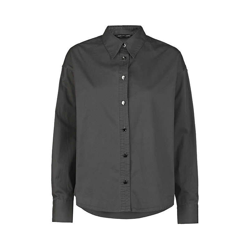 sdeer圣迪奥女装25年新品OL风翻领落肩袖宽松衬衫S25480511