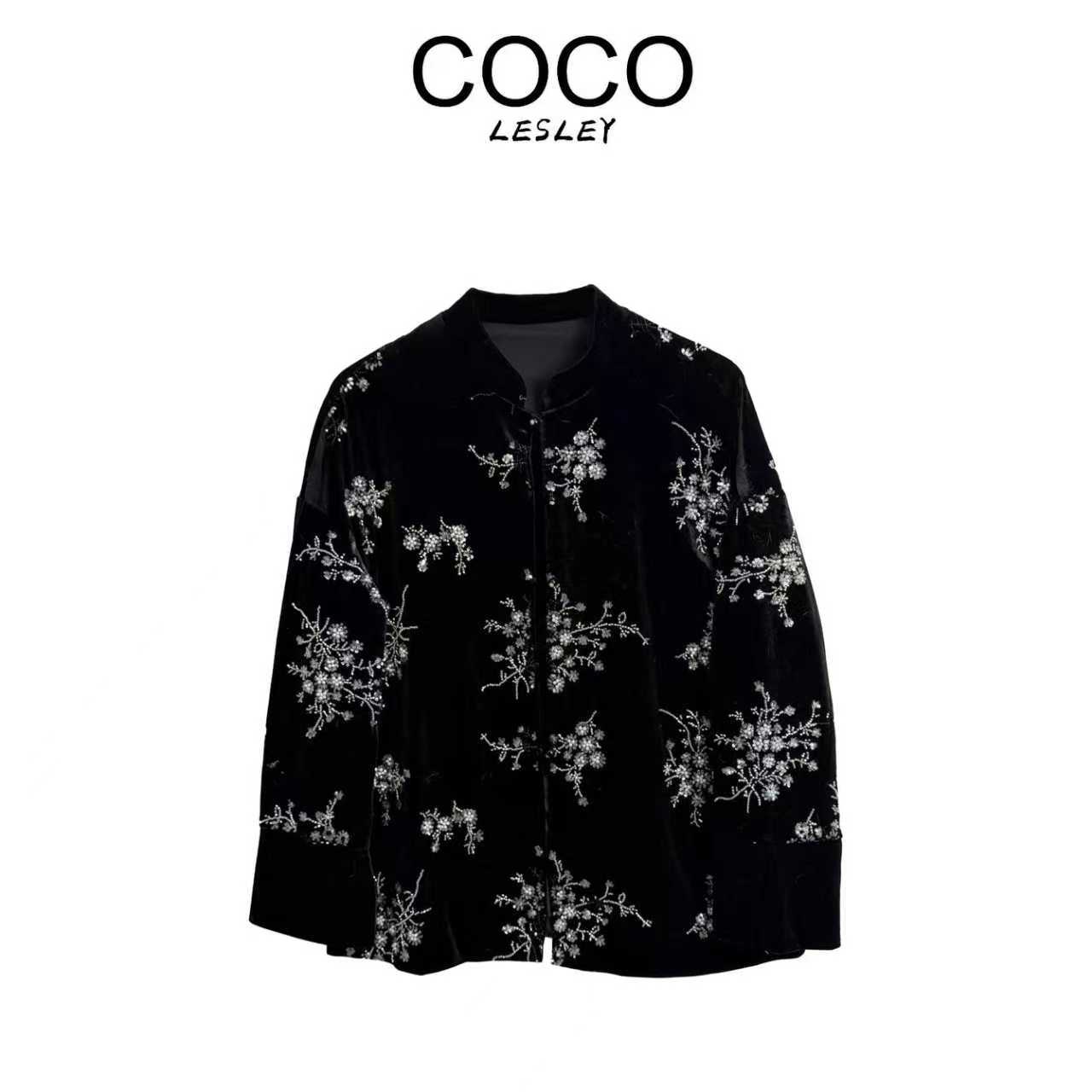 【COCO LESELY】网红民族风外套刺绣时尚外套 ——黑花束