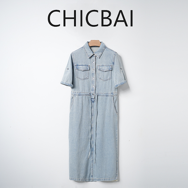 CHICBAI 莱赛尔水洗蓝连衣裙NZ177