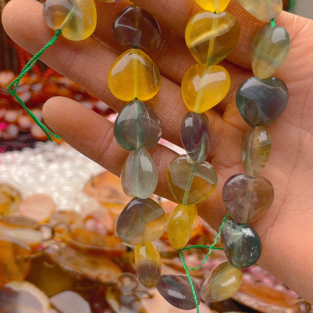 玛瑙/玉髓珠宝半成品未镶嵌莹石爱心1条卡16