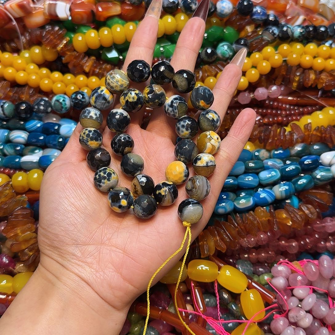 玛瑙/玉髓未镶嵌珠宝半成品14mm橘黄玛瑙切面一条