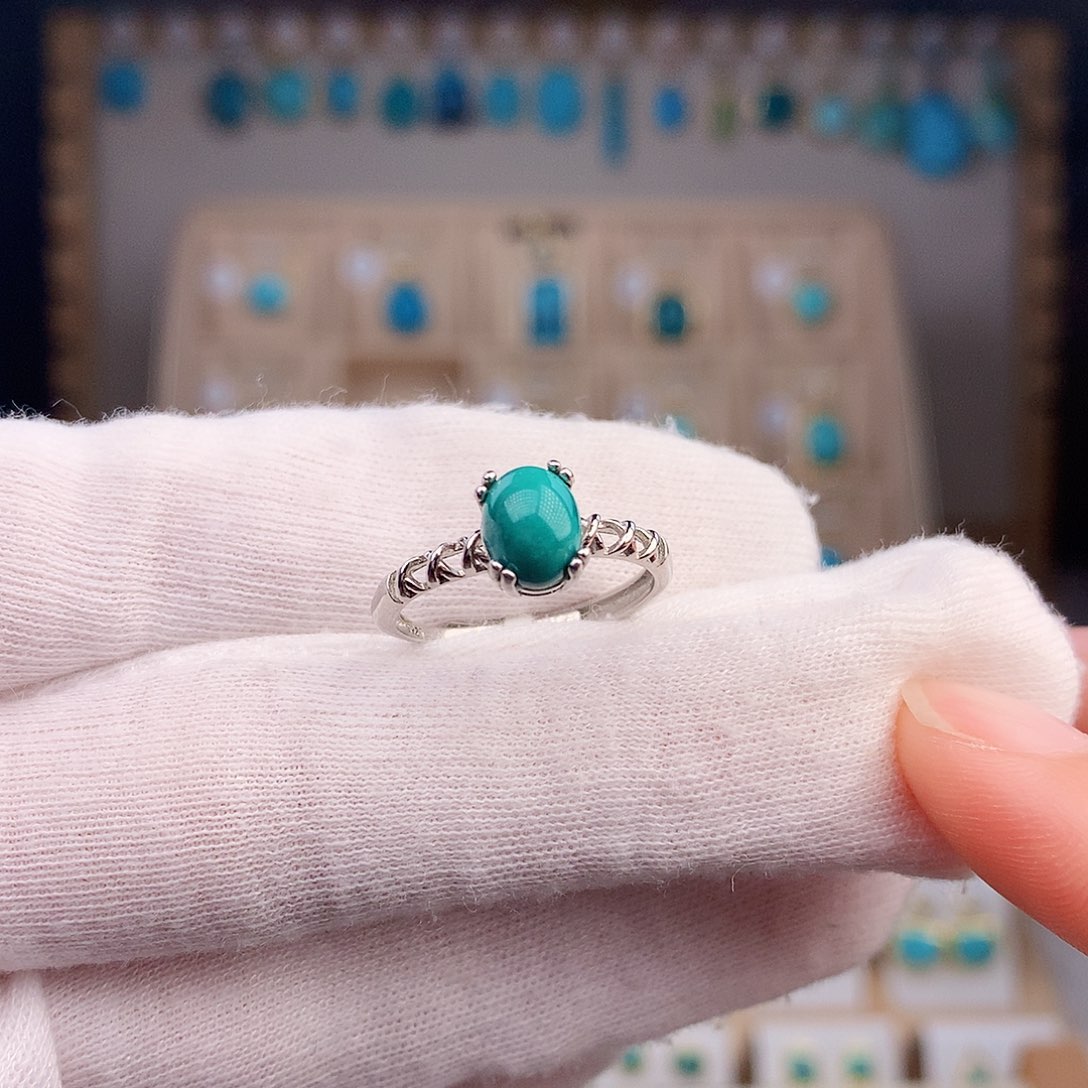 绿松石戒指银S925镶嵌