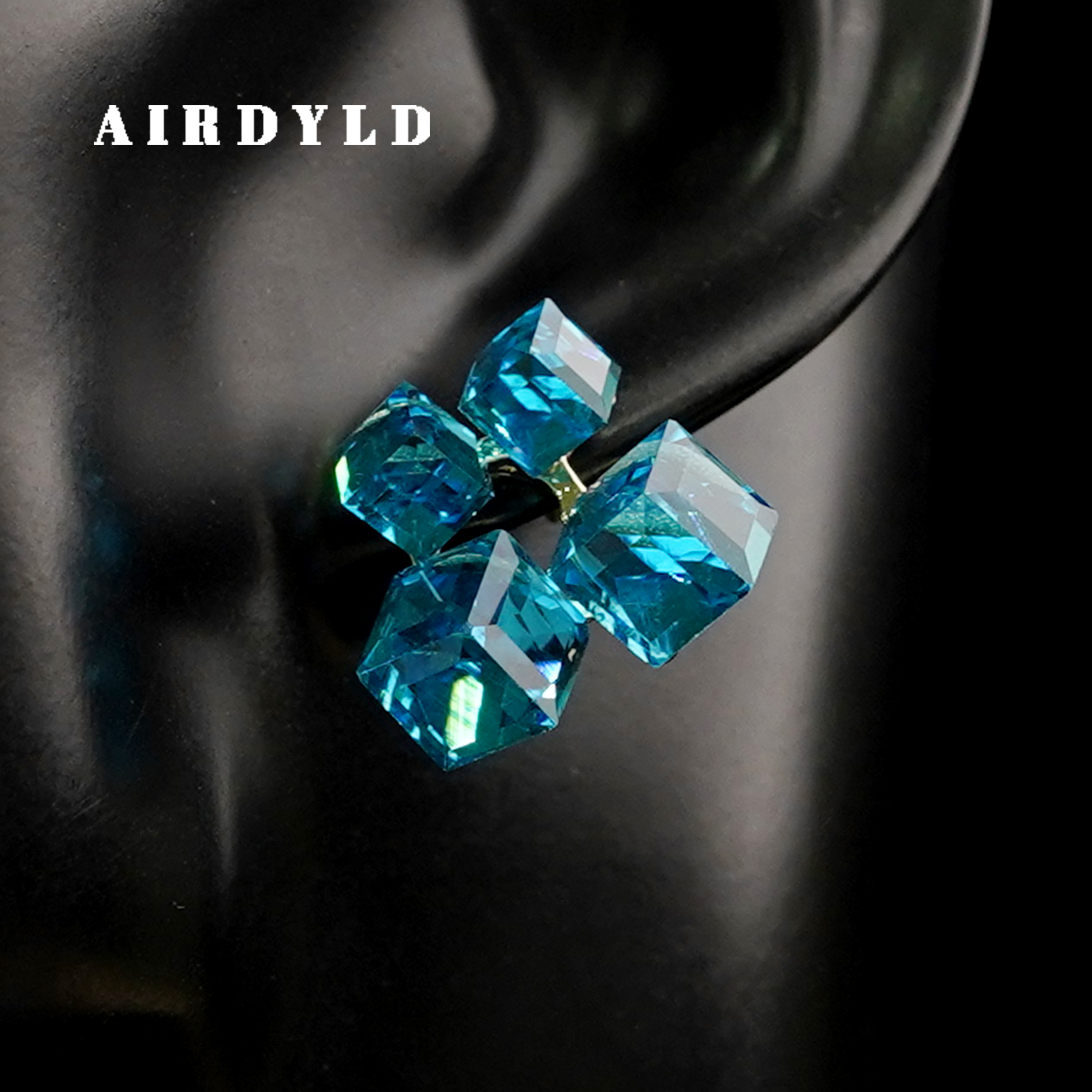 黄铜亚克力耳饰 【靛蓝】蓝色百搭复古小众设计师耳钉