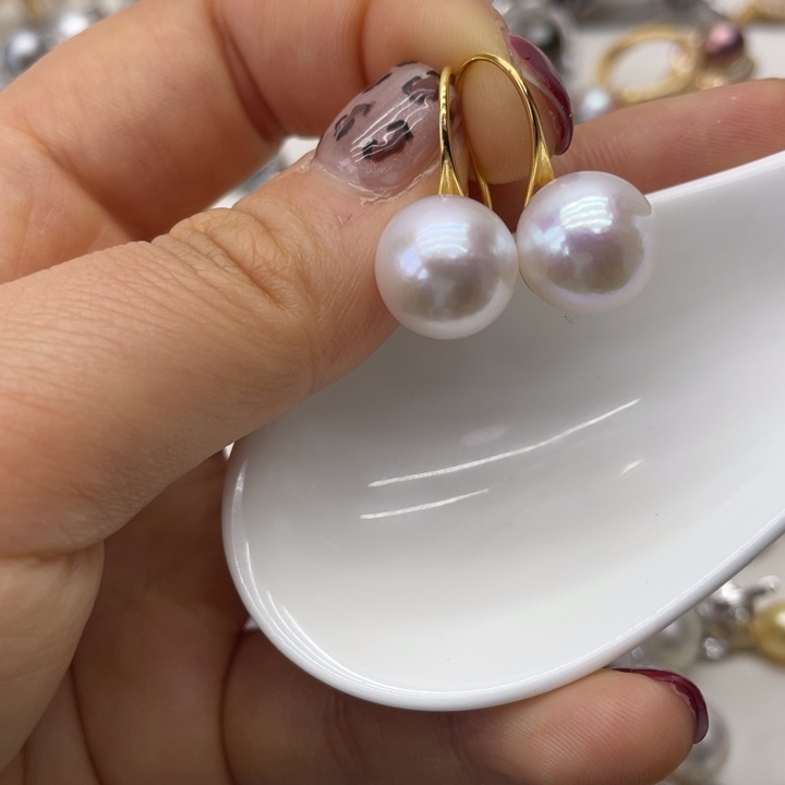 淡水珍珠耳饰银S925镶嵌