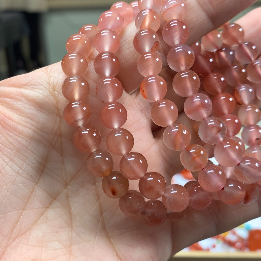 玛瑙/玉髓手链未镶嵌彩*糖南红